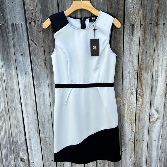 ABS Allen Schwartz Dresses & Skirts - NWT ABS Allen Schwartz Vintage Y2K Sleeveless Sheath Scuba Dress Black Cream 10